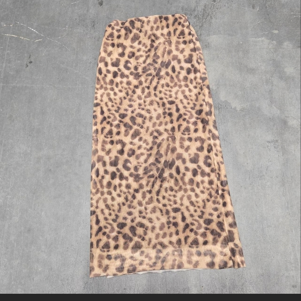 Source Unknown Leopard Print Maxi Skirt in Tan and Brown